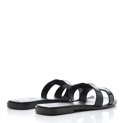 Hermes Patent Oran Sandals 37 Black 4 of 13