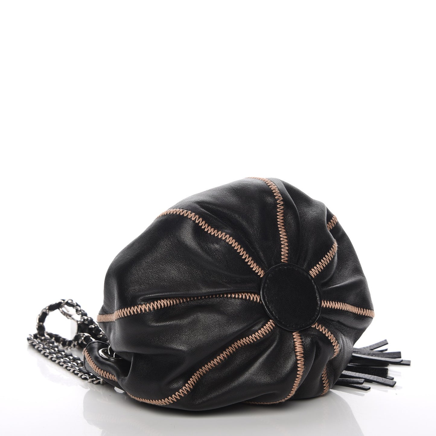 Lambskin Satin Reversible Mini Sac Cordon Black Peach