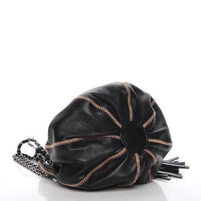 Chanel Lambskin Satin Reversible Mini Sac Cordon Black Peach 4 of 8