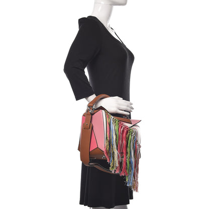 Loewe Calfskin Small Fringe Puzzle Bag Pink Multicolor 2 of 9