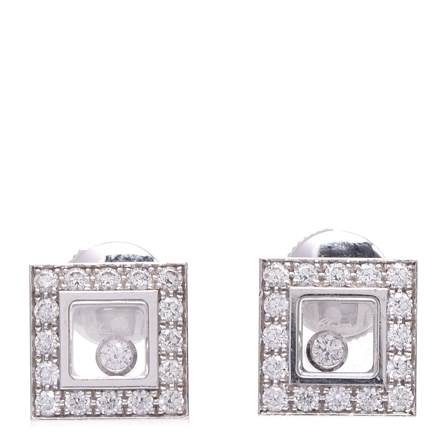 18K White Gold Happy Diamonds Square Earrings