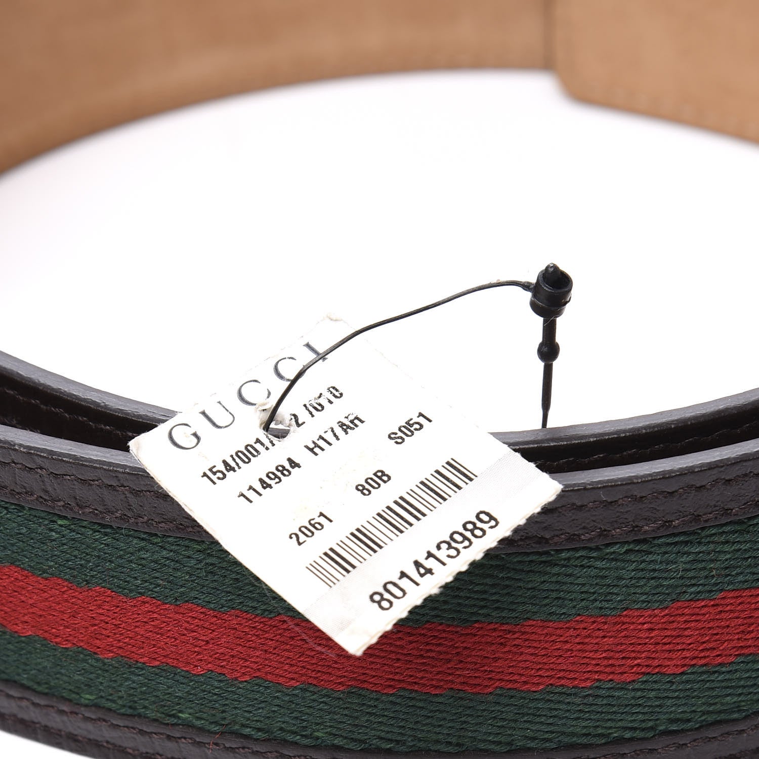 Gucci Calfskin Web Interlocking G Belt 80 32 Dark Brown 6 of 7