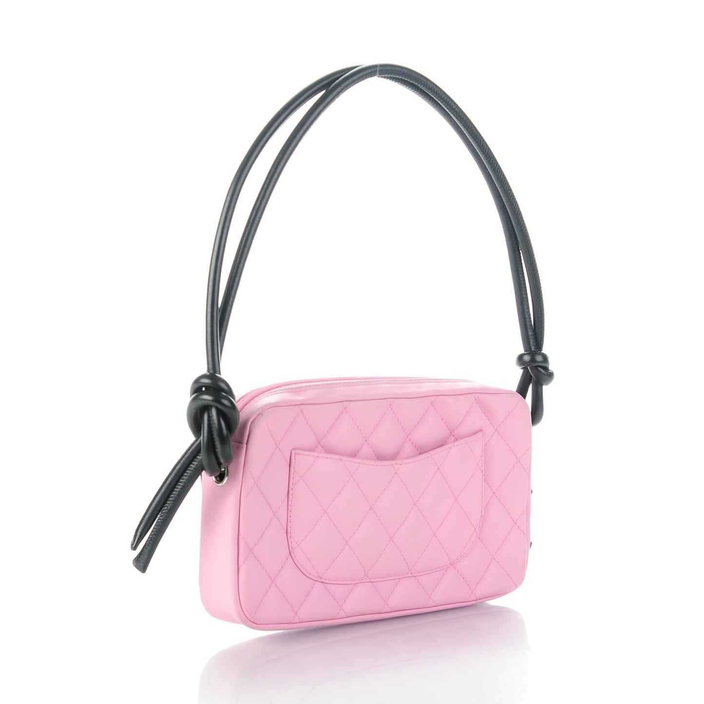 Calfskin Quilted Cambon Pochette Pink Black