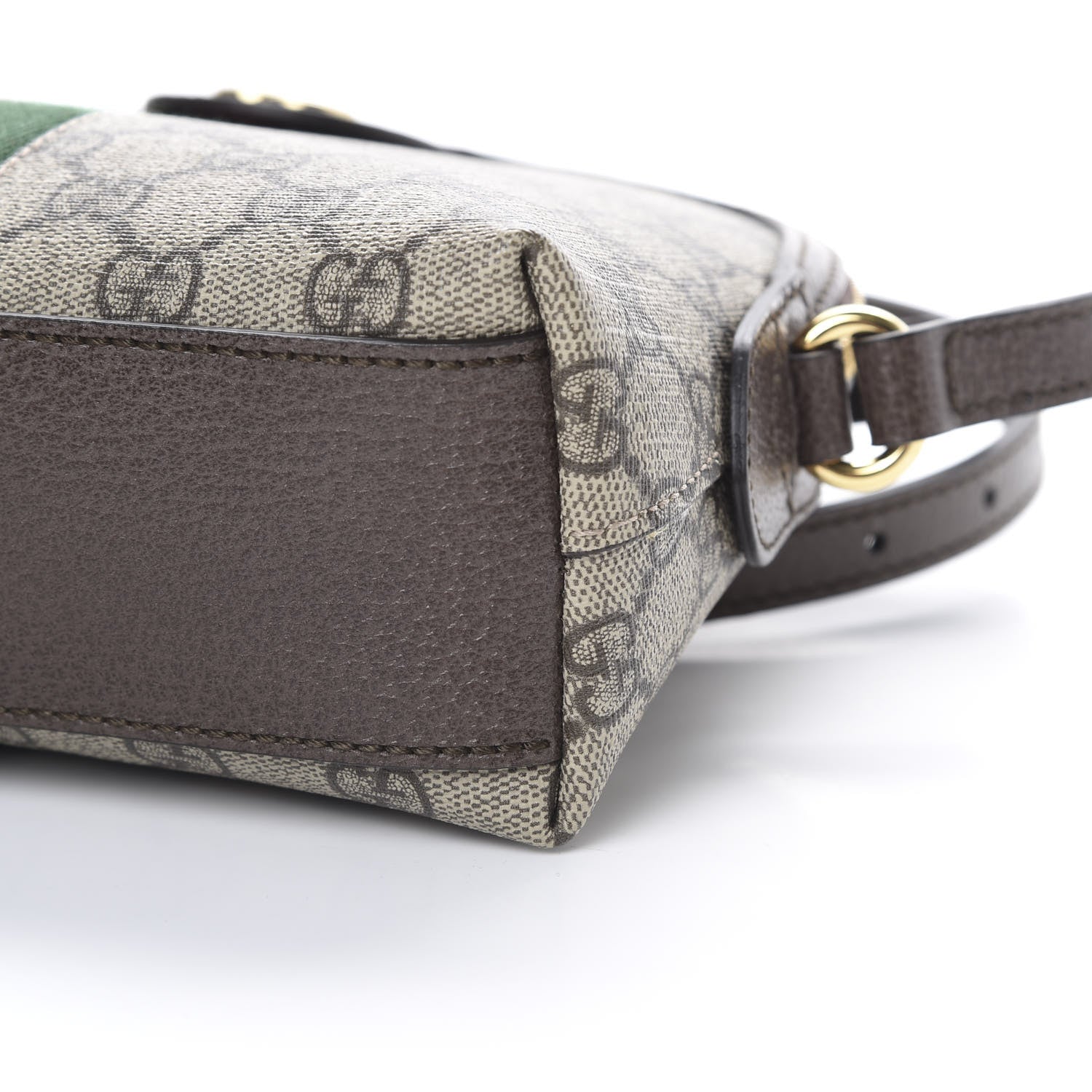 Gucci GG Supreme Monogram Textured Dollar Calfskin Web Small Ophidia Dome Shoulder Bag Beige Ebony New Acero 9 of 9