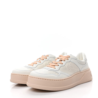 Gucci Calfskin GG Tennis Embossed Womens Platform 55mm Sneakers 37 White 3 of 9