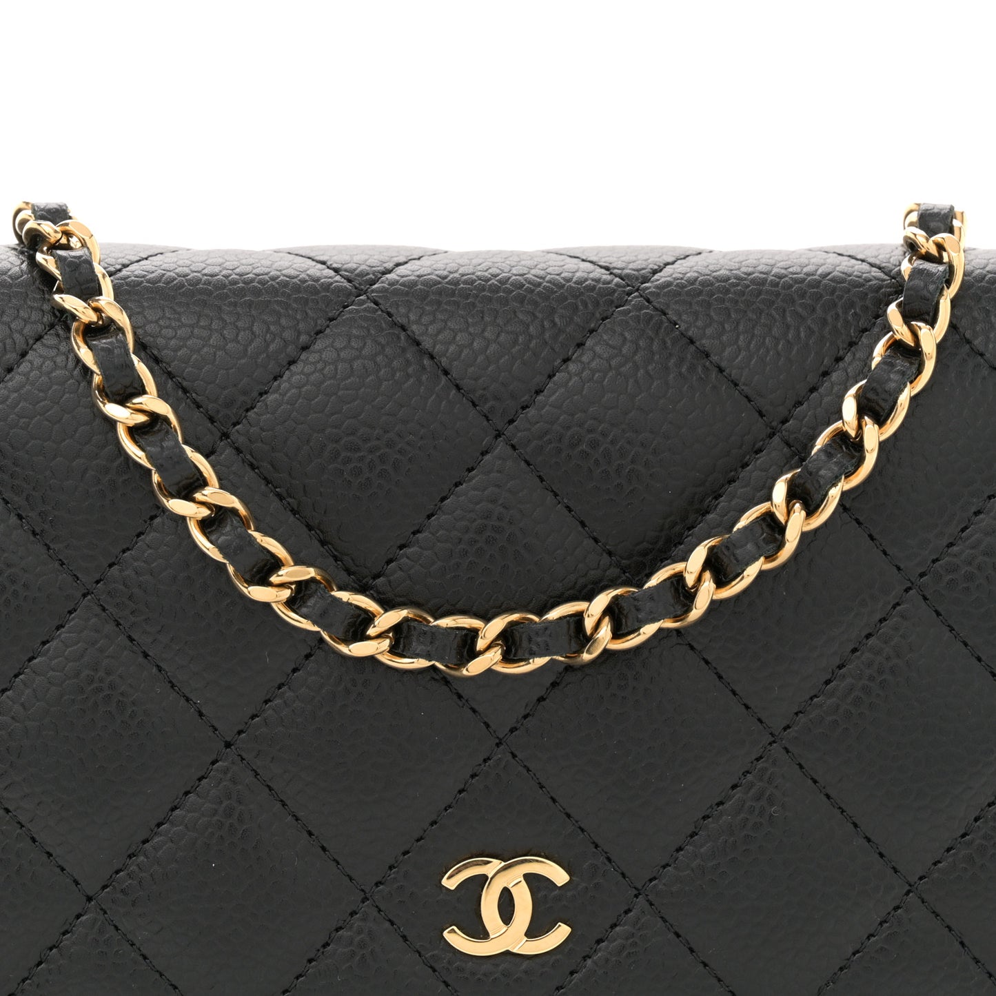 Caviar Quilted Wallet On Chain WOC Black