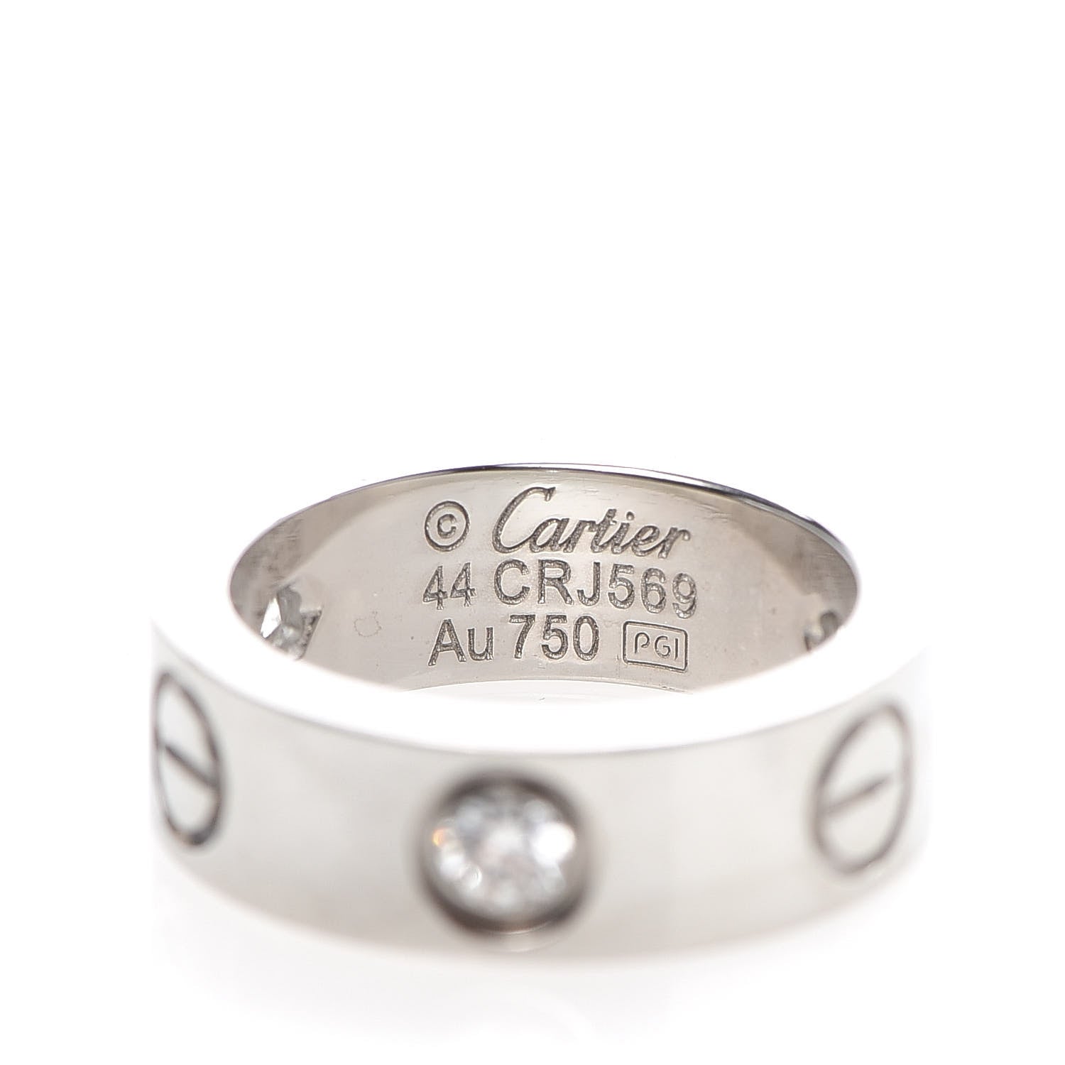 Cartier 18K White Gold 3 Diamond 5.5mm LOVE Ring 44 3 4 of 5