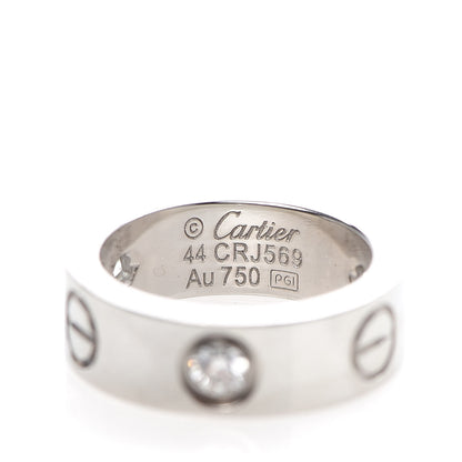Cartier 18K White Gold 3 Diamond 5.5mm LOVE Ring 44 3 4 of 5