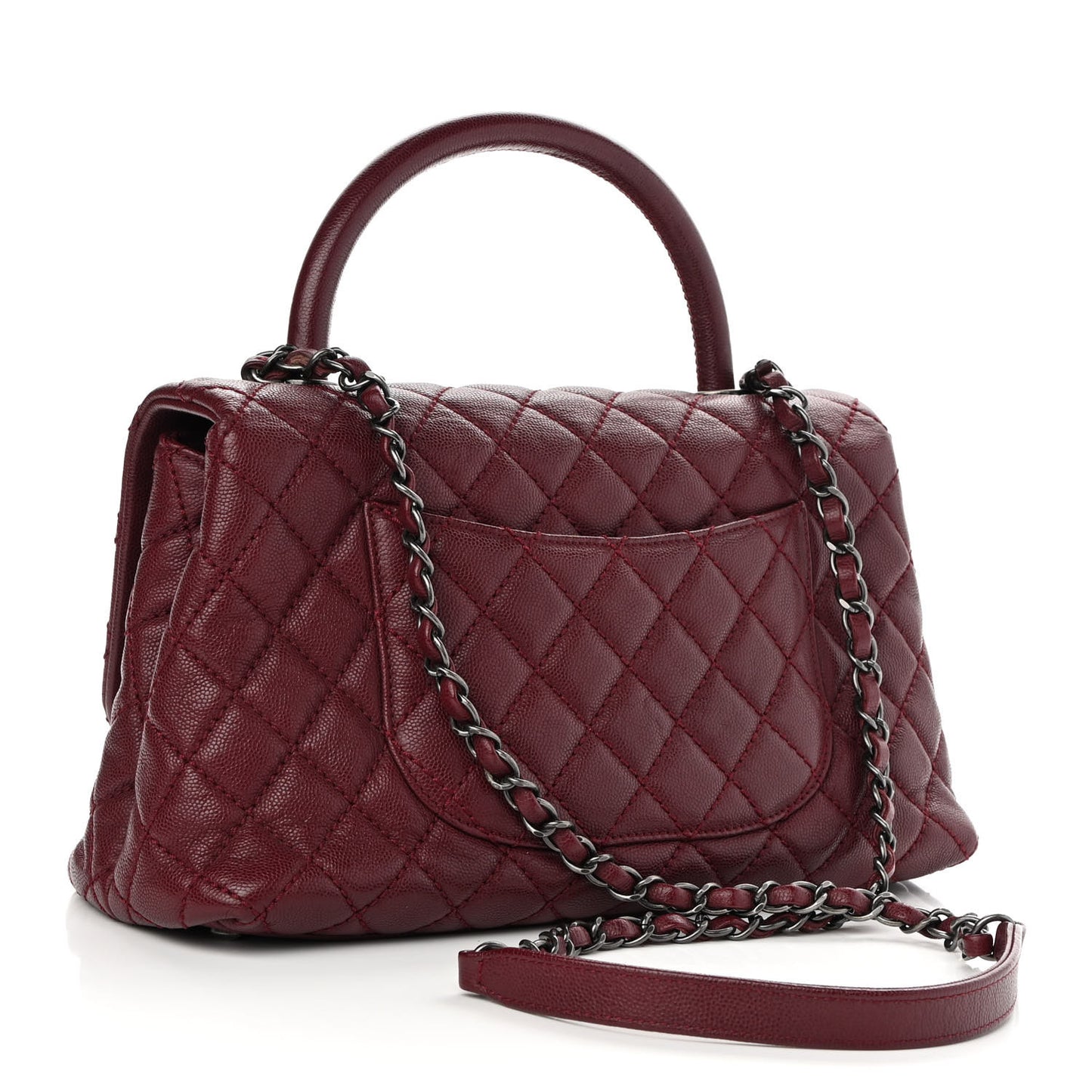 Caviar Quilted Small Coco Handle Flap Burgundy