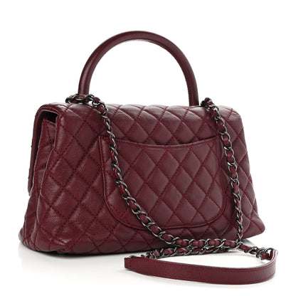 Chanel Caviar Quilted Small Coco Handle Flap Burgundy 3 of 9