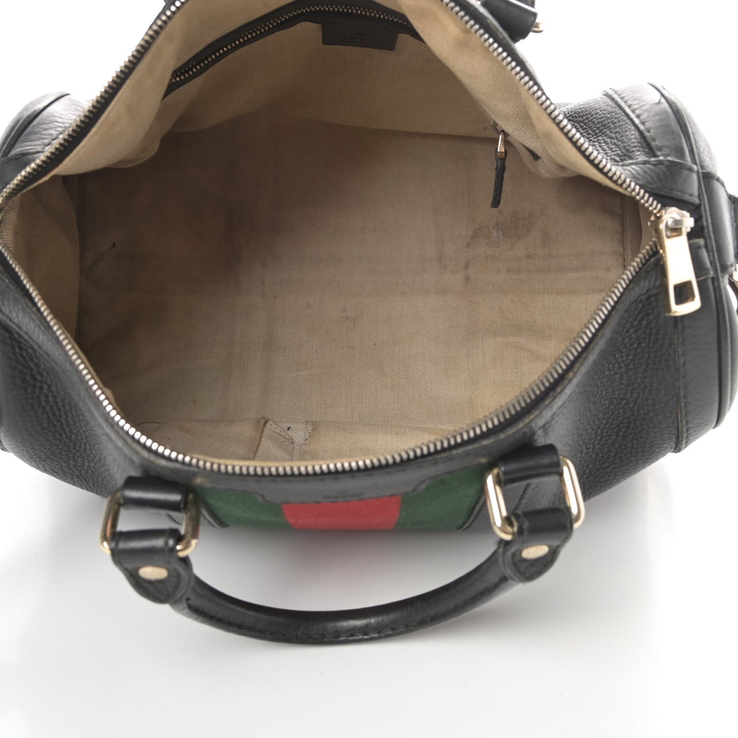 Calfskin Vintage Web Medium Boston Black