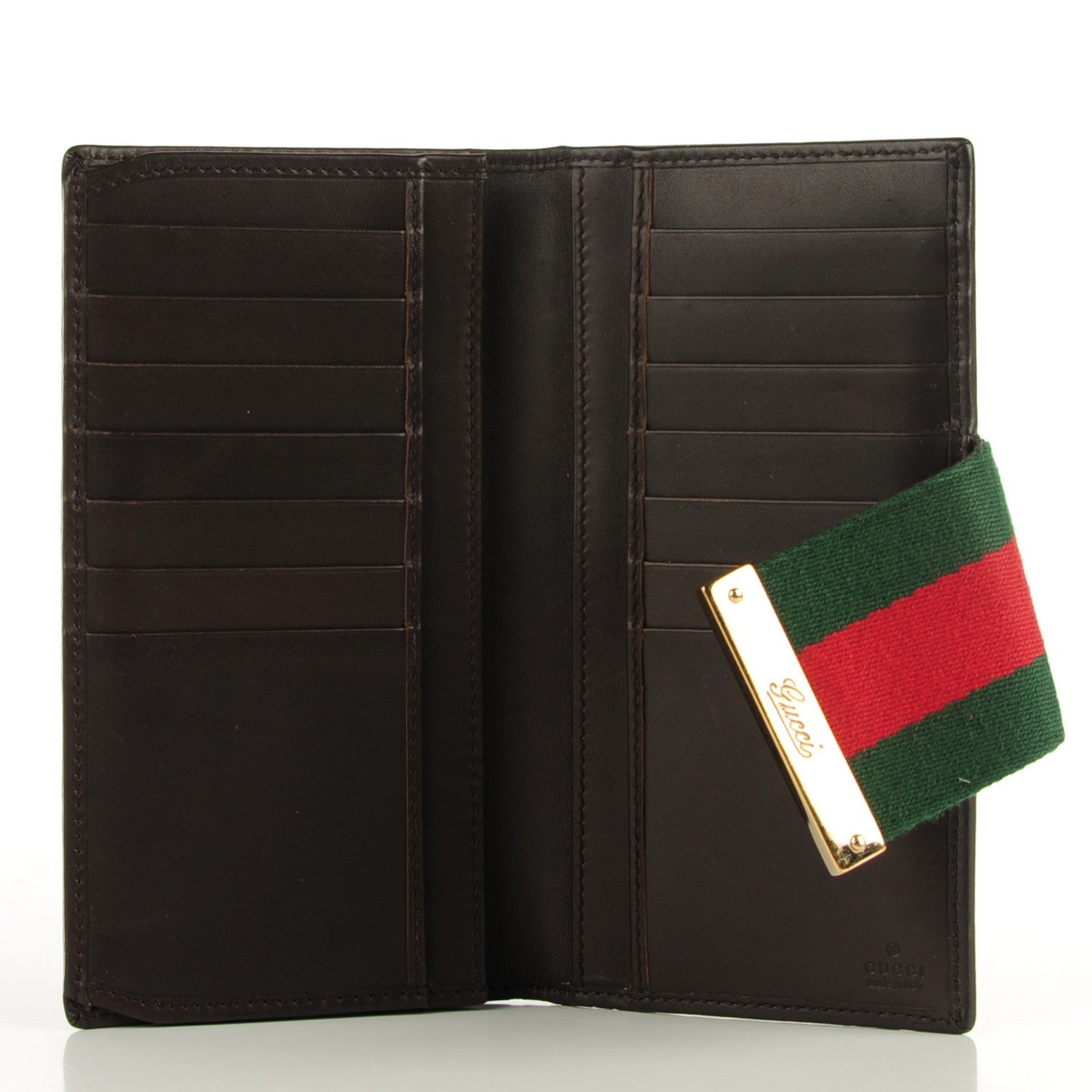 Gucci Monogram Calfskin Ladies Web Continental Wallet Beige Ebony Cocoa 5 of 7