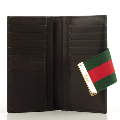Gucci Monogram Calfskin Ladies Web Continental Wallet Beige Ebony Cocoa 5 of 7