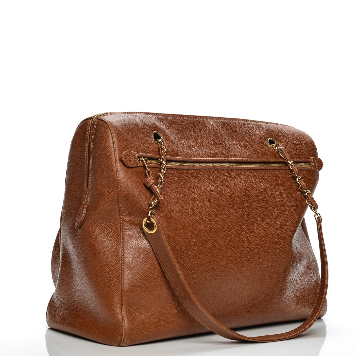 Caviar Large CC Shoulder Bag Light Brown