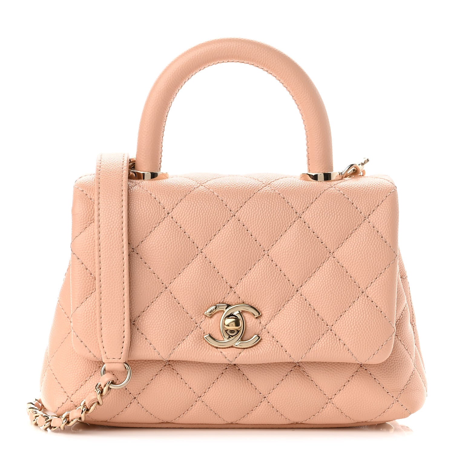 Chanel Caviar Quilted Extra Mini Coco Handle Flap Rose Clair 1 of 9