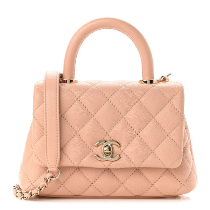 Chanel Caviar Quilted Extra Mini Coco Handle Flap Rose Clair 1 of 9