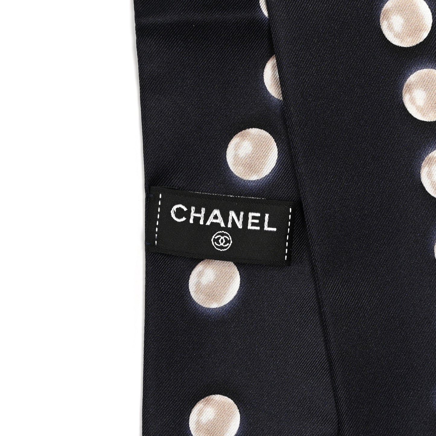 Silk Pearl CC Slim Bandeau Scarf Navy