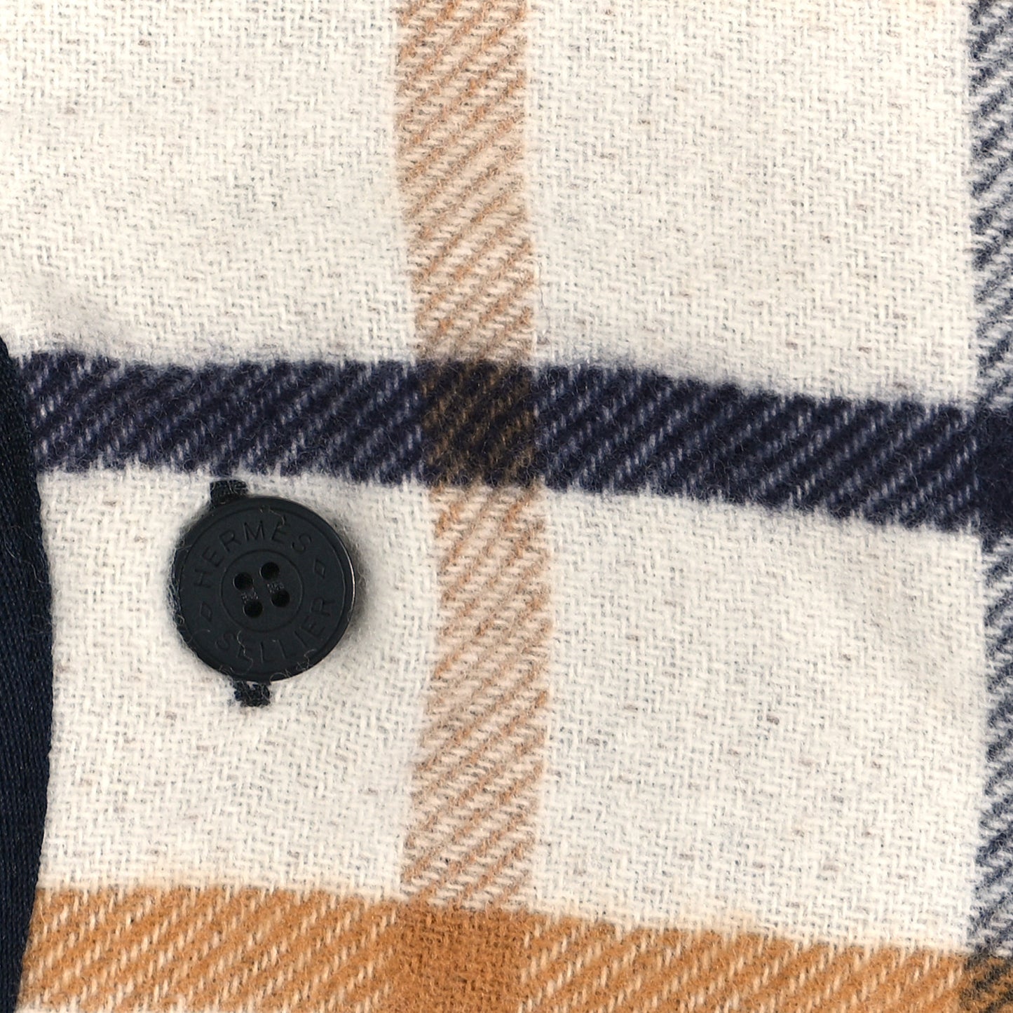 Wool Cashmere Sikkim Calfskin Reversible Camail Poncho Navy Camail