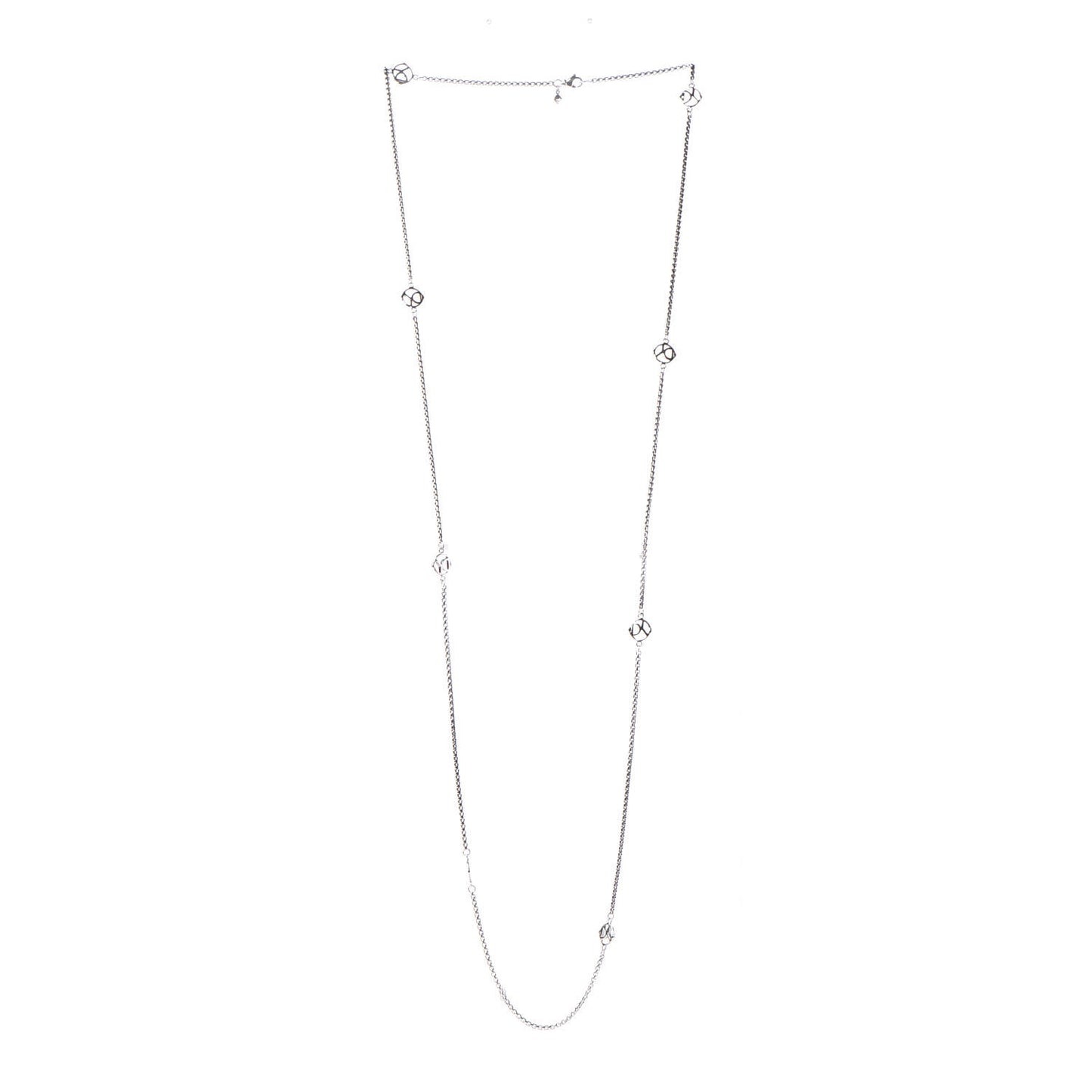 Sterling Silver Logo Station Necklace 46"