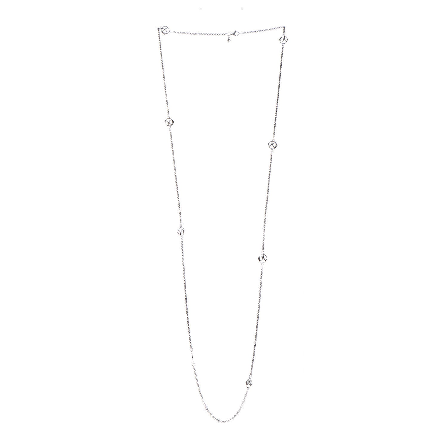 David Yurman Sterling Silver Logo Station Necklace 46" 3 of 4