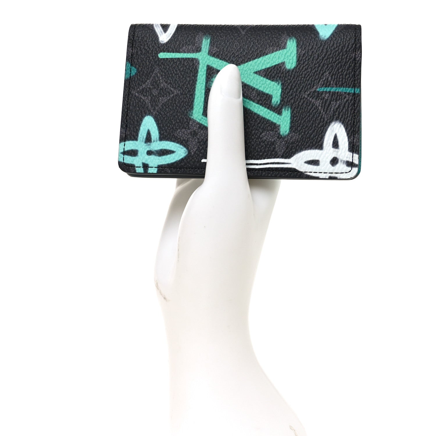 Louis Vuitton Monogram Eclipse LV Graffiti Pocket Organizer Green Lights 2 of 7