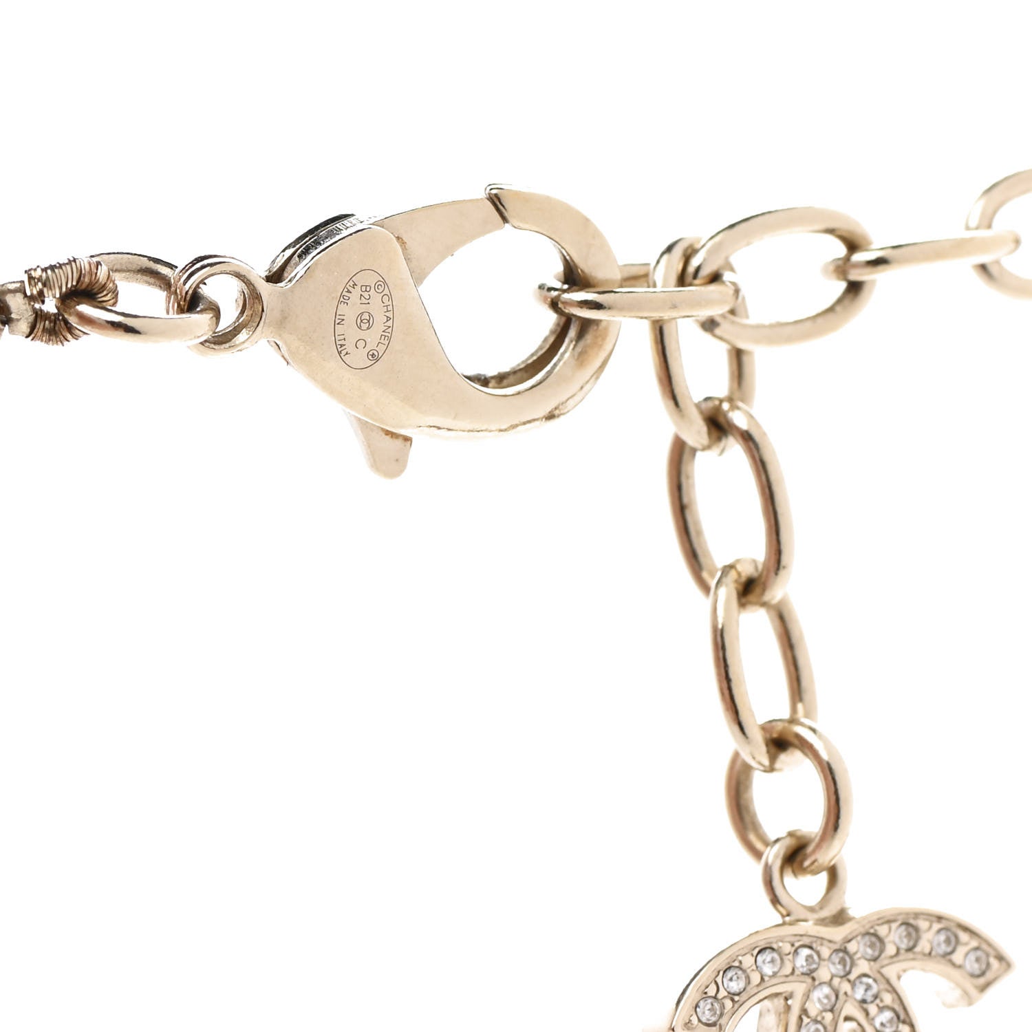 Chanel Pearl Crystal Nefertiti CC Short Necklace Gold 6 of 10