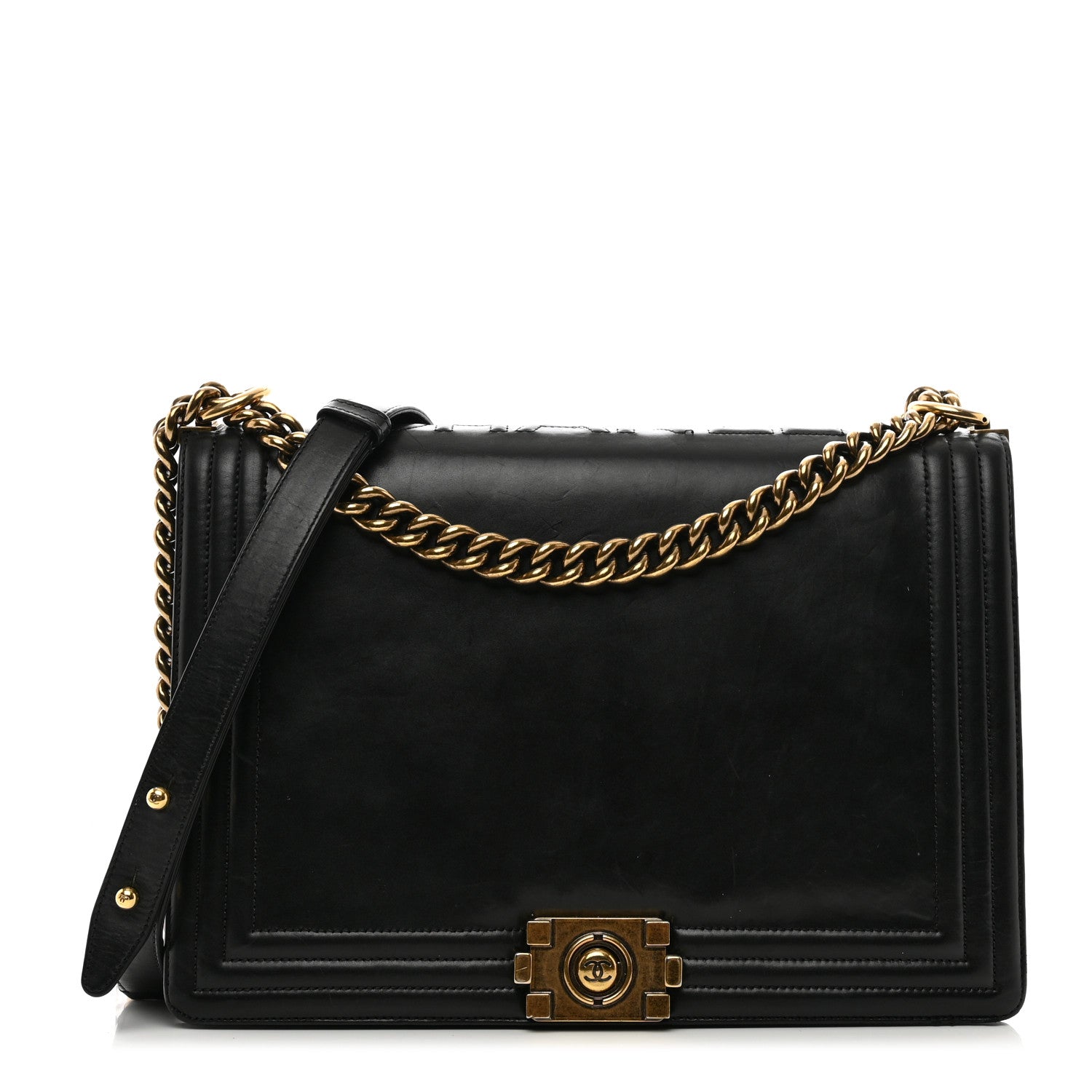 Chanel Glazed Calfskin Large Boy Flap Black 1 of 13