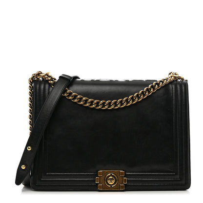 Chanel Glazed Calfskin Large Boy Flap Black 1 of 13