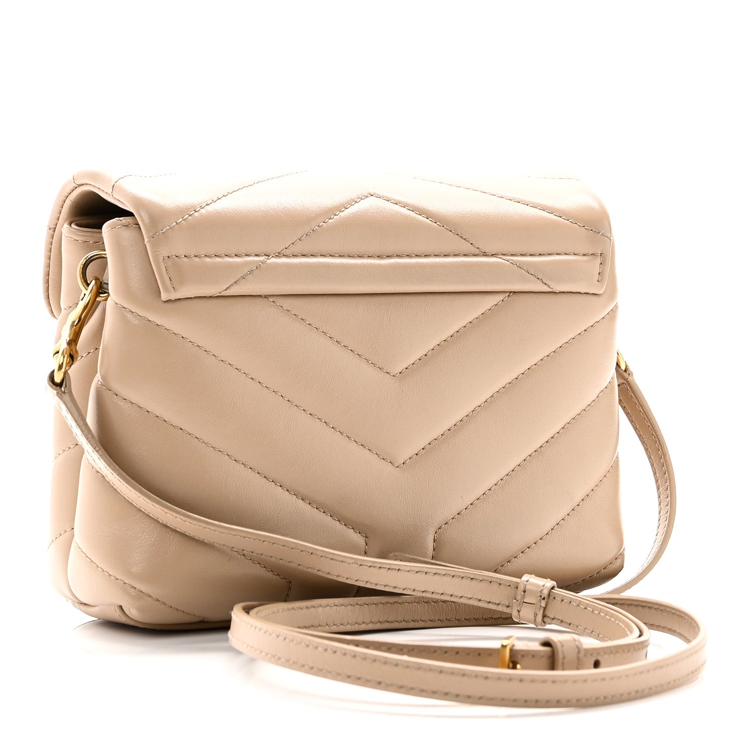 Saint Laurent Calfskin Y Quilted Monogram Toy Loulou Crossbody Bag Dark Beige 3 of 11