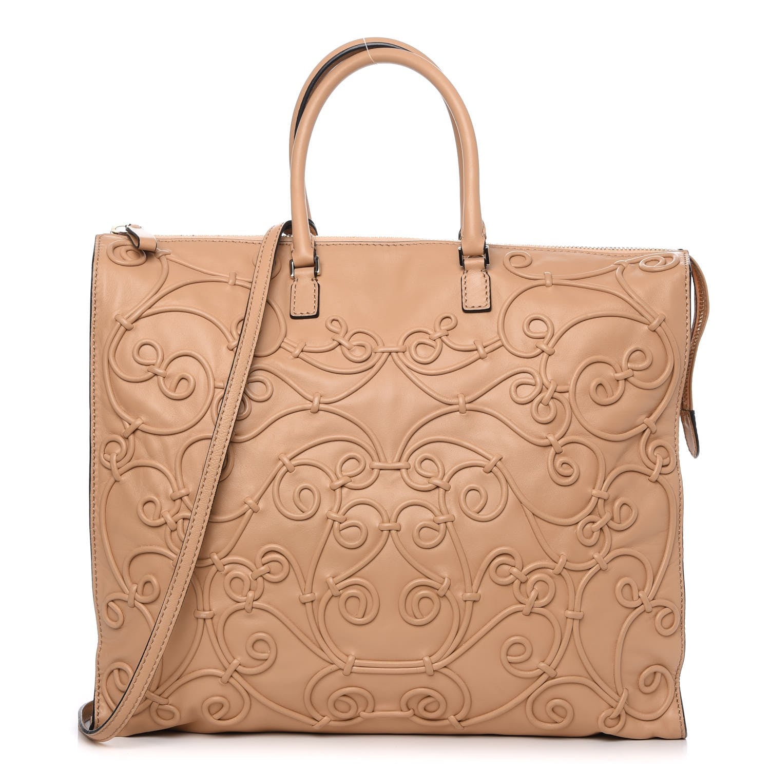 Valentino Garavani Nappa Intricate Soutache Tote Camel 1 of 7