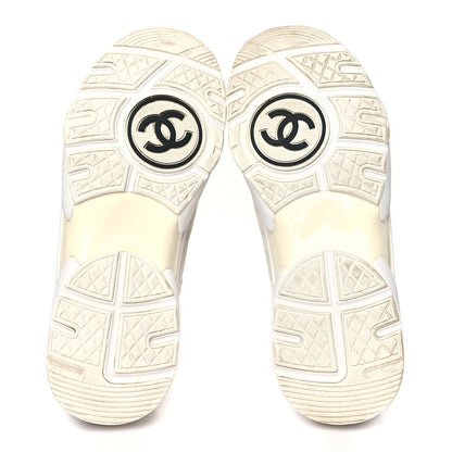 Chanel Suede Calfskin Fabric CC Sneakers 38 White 5 of 7