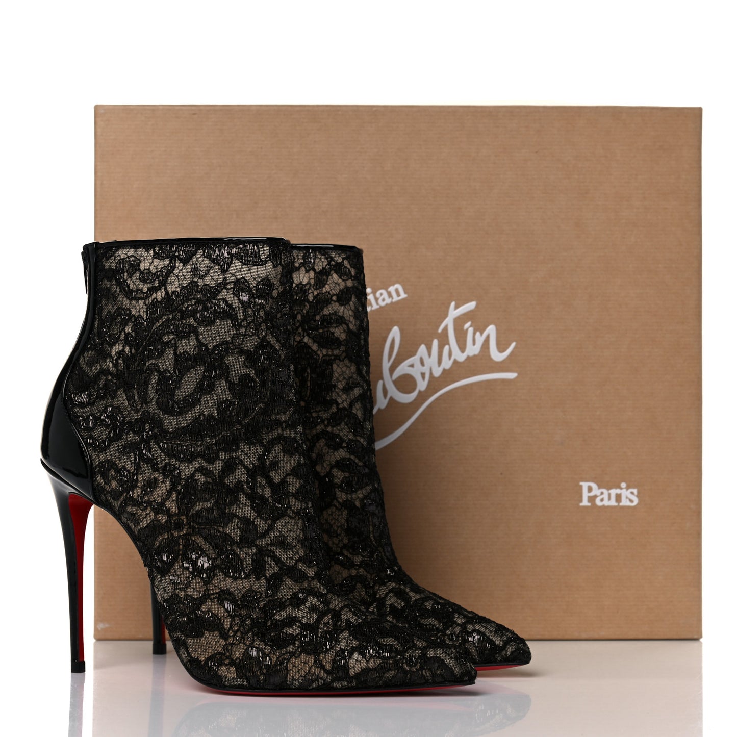 Patent Rete Lace Dentelle Psybootie 100 Ankle Boots 37.5 Black