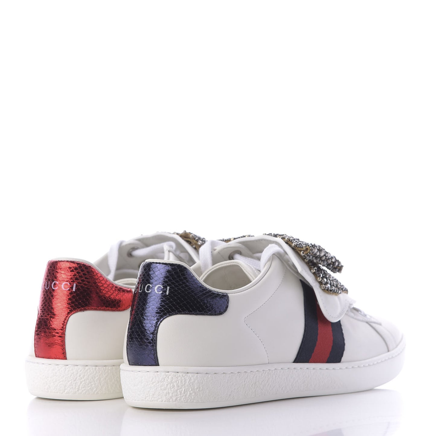 Calfskin Ayers Web Womens Ace Bow Lace Sneakers 38 White