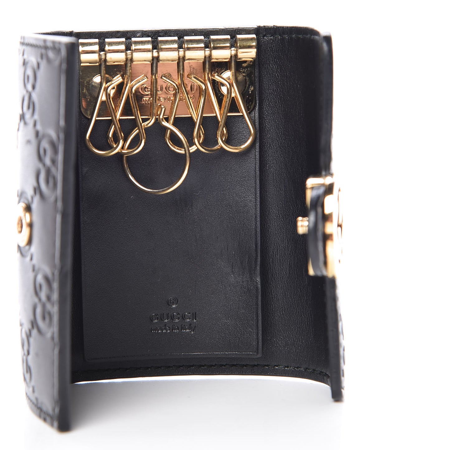 Guccissima Icon Signature 6 Key Holder Case Black