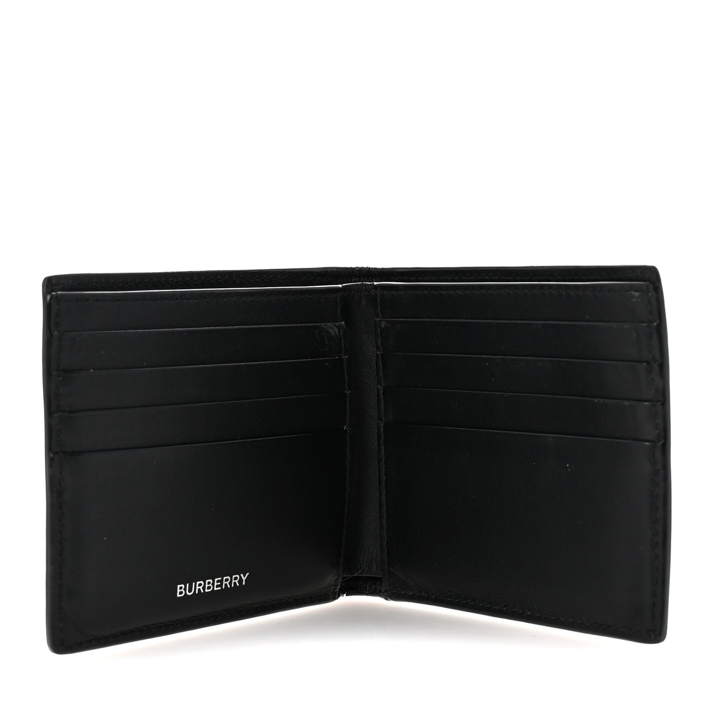 Grained Calfskin Embossed Logo Bi-Fold Wallet Black