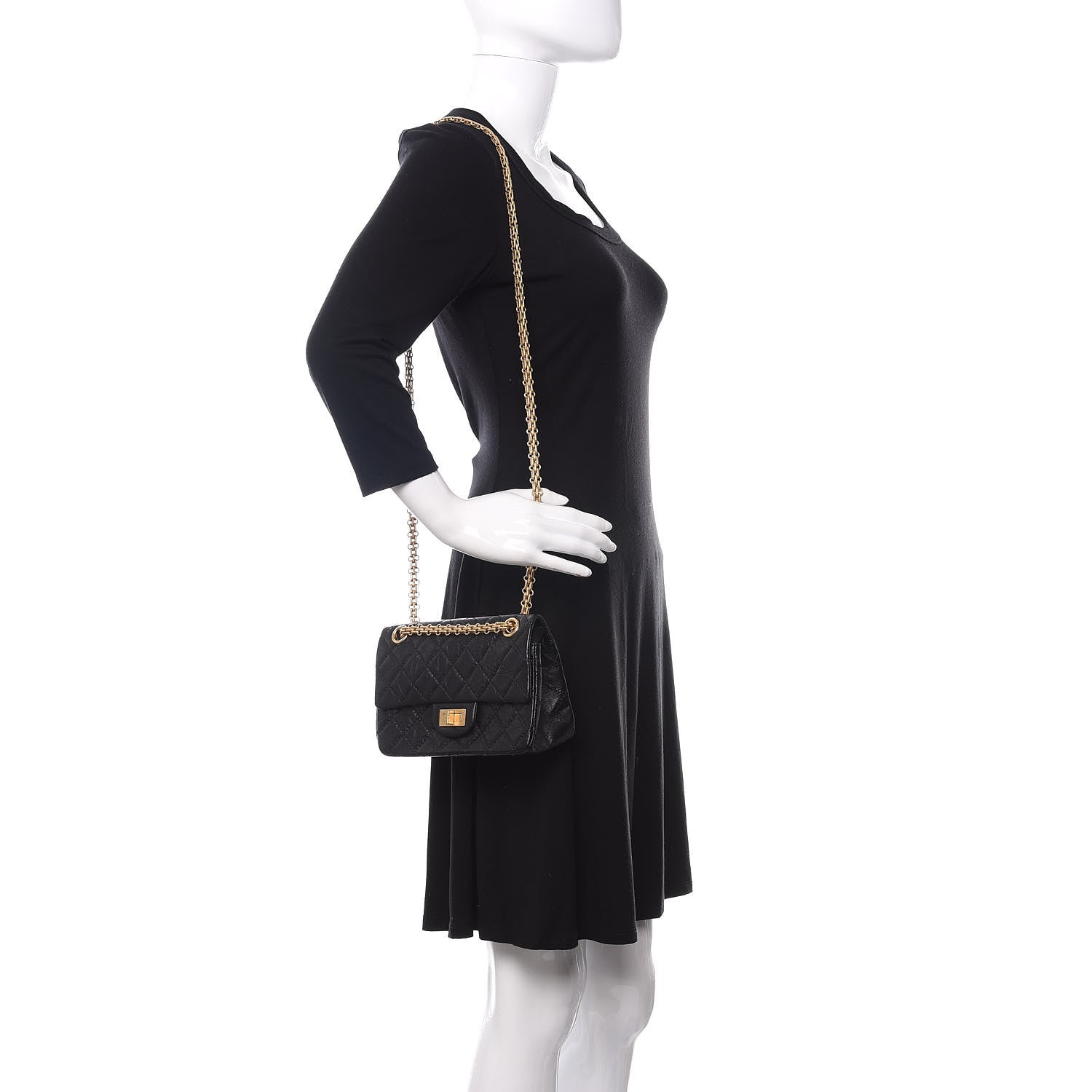 Chanel Aged Calfskin Quilted 2.55 Reissue Mini Flap Black 2 of 11