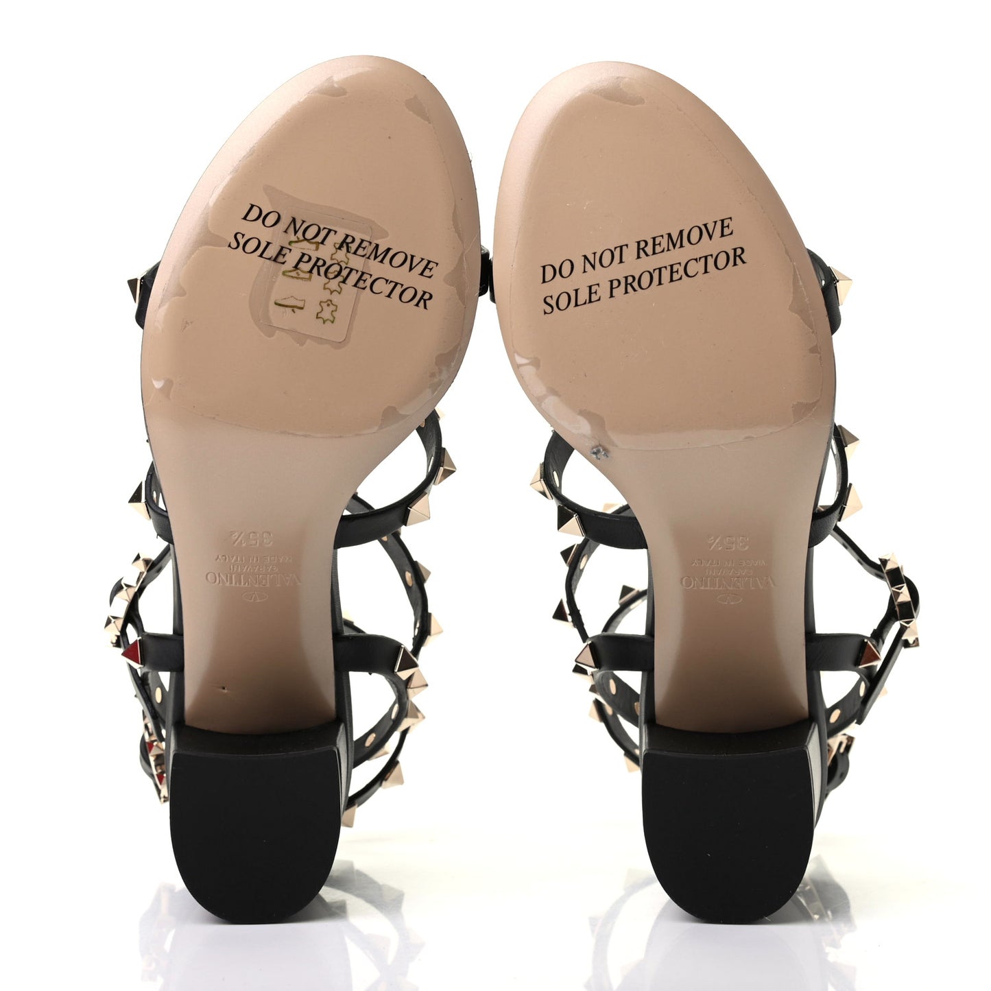 Calfskin Rockstud 60mm City Sandals 35.5 Black