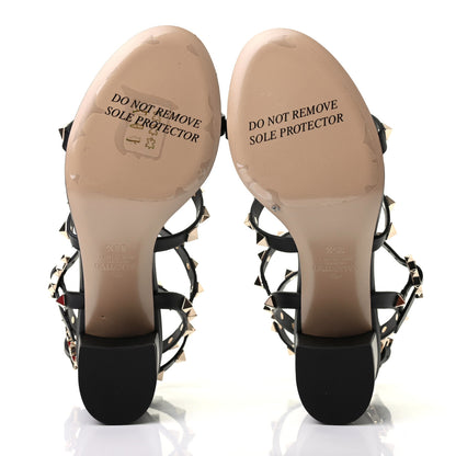 Valentino Garavani Calfskin Rockstud 60mm City Sandals 35.5 Black 5 of 8