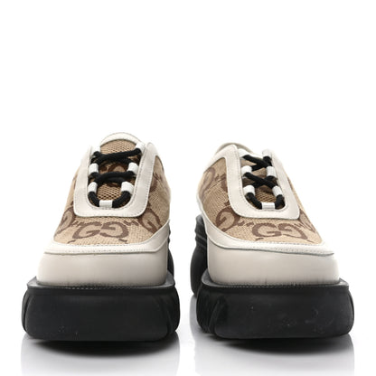 Gucci Quebec Calfskin Monogram Jumbo GG Lace Up Platform Loafers 35.5 Mystic White Camel Ebony 2 of 8