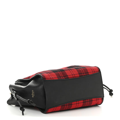 Mulberry Calfskin Tartan Cotton Canvas Small Iris Tote Black Red Multicolor 4 of 12