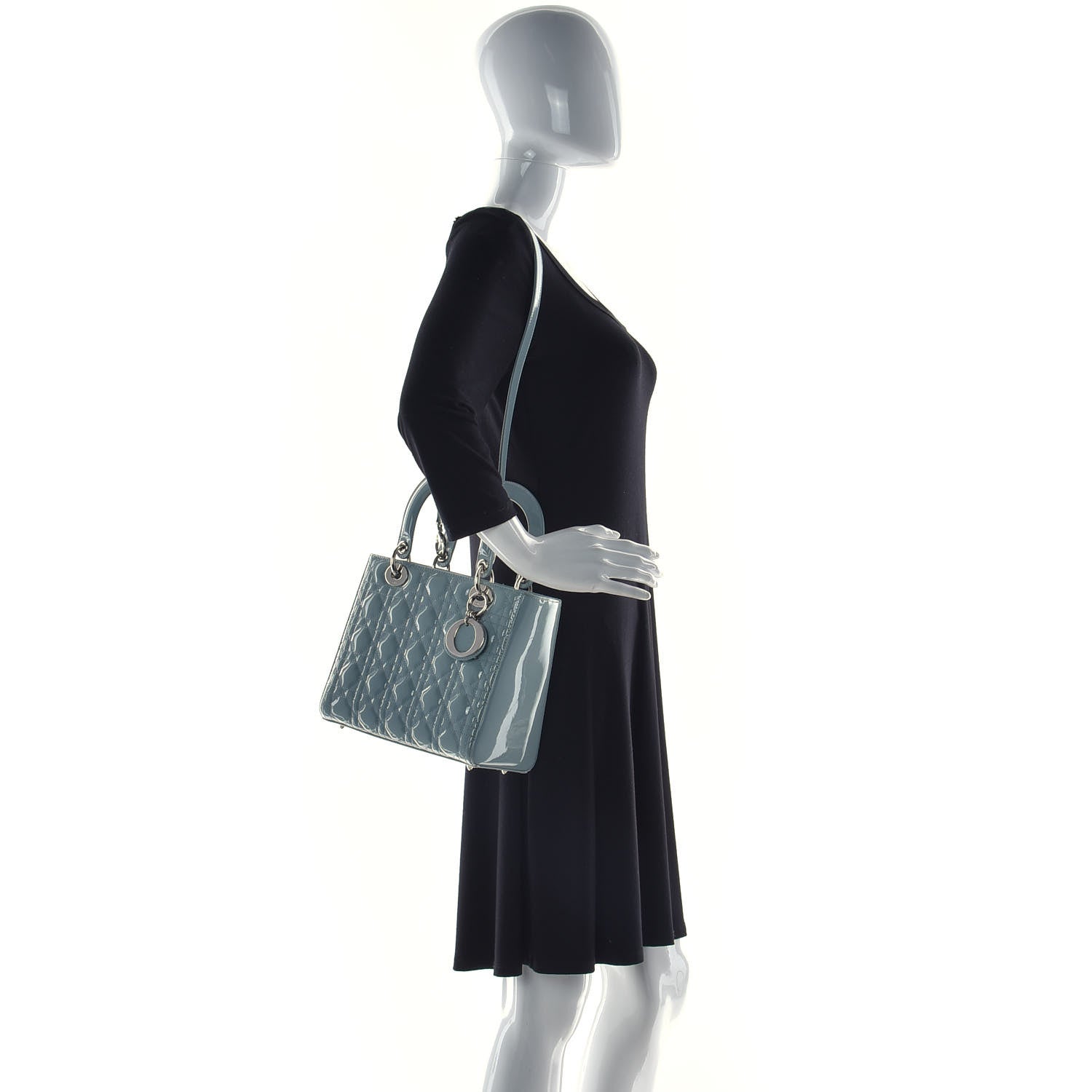 Christian Dior Patent Cannage Medium Lady Dior Light Blue 3 of 9
