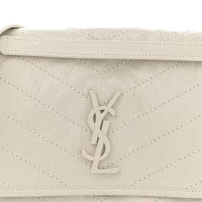 Saint Laurent Crinkled Calfskin Matelasse Monogram Medium Niki Chain Satchel Ivory 8 of 12