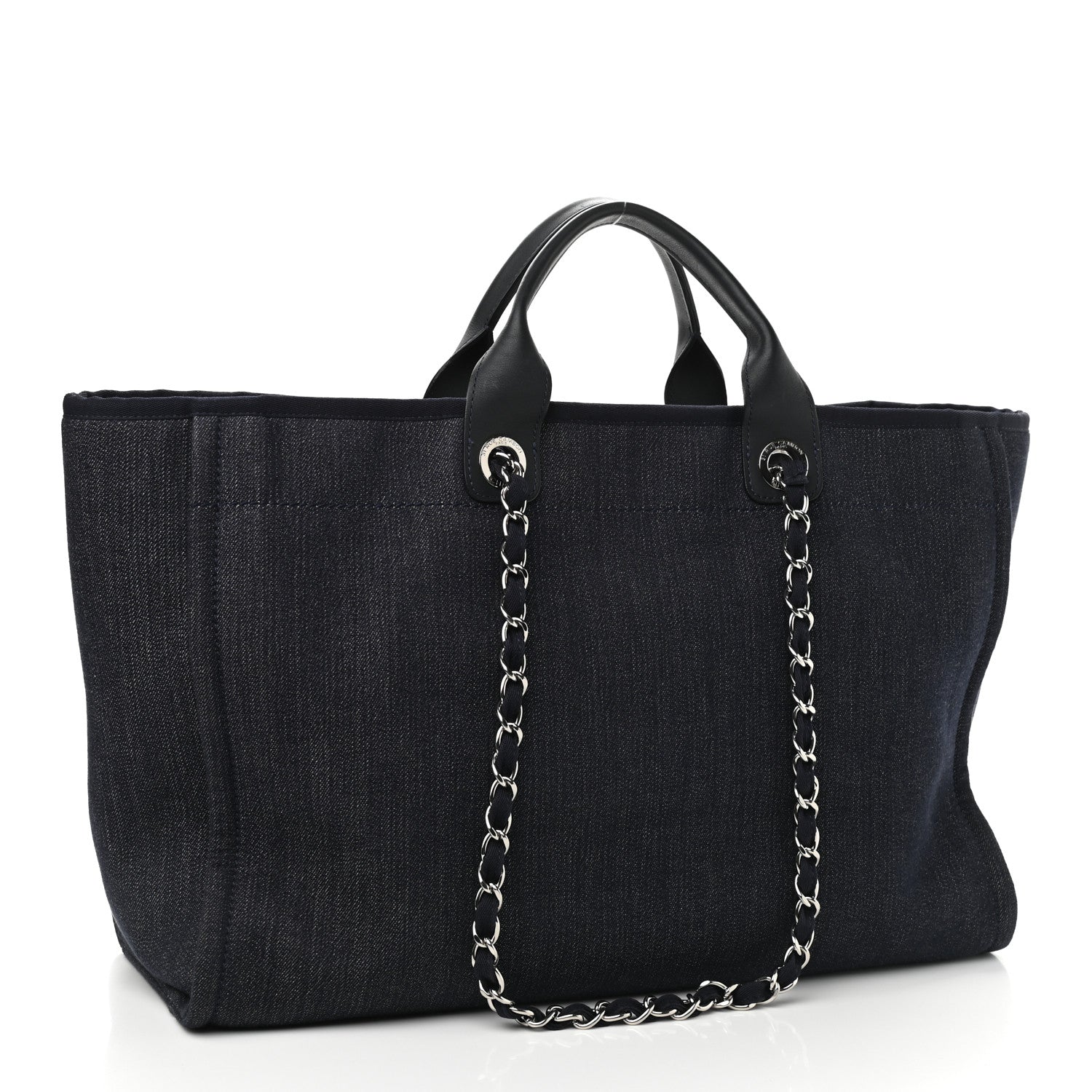 Chanel Denim Large Deauville Tote Blue Orange 3 of 11