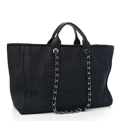 Chanel Denim Large Deauville Tote Blue Orange 3 of 11