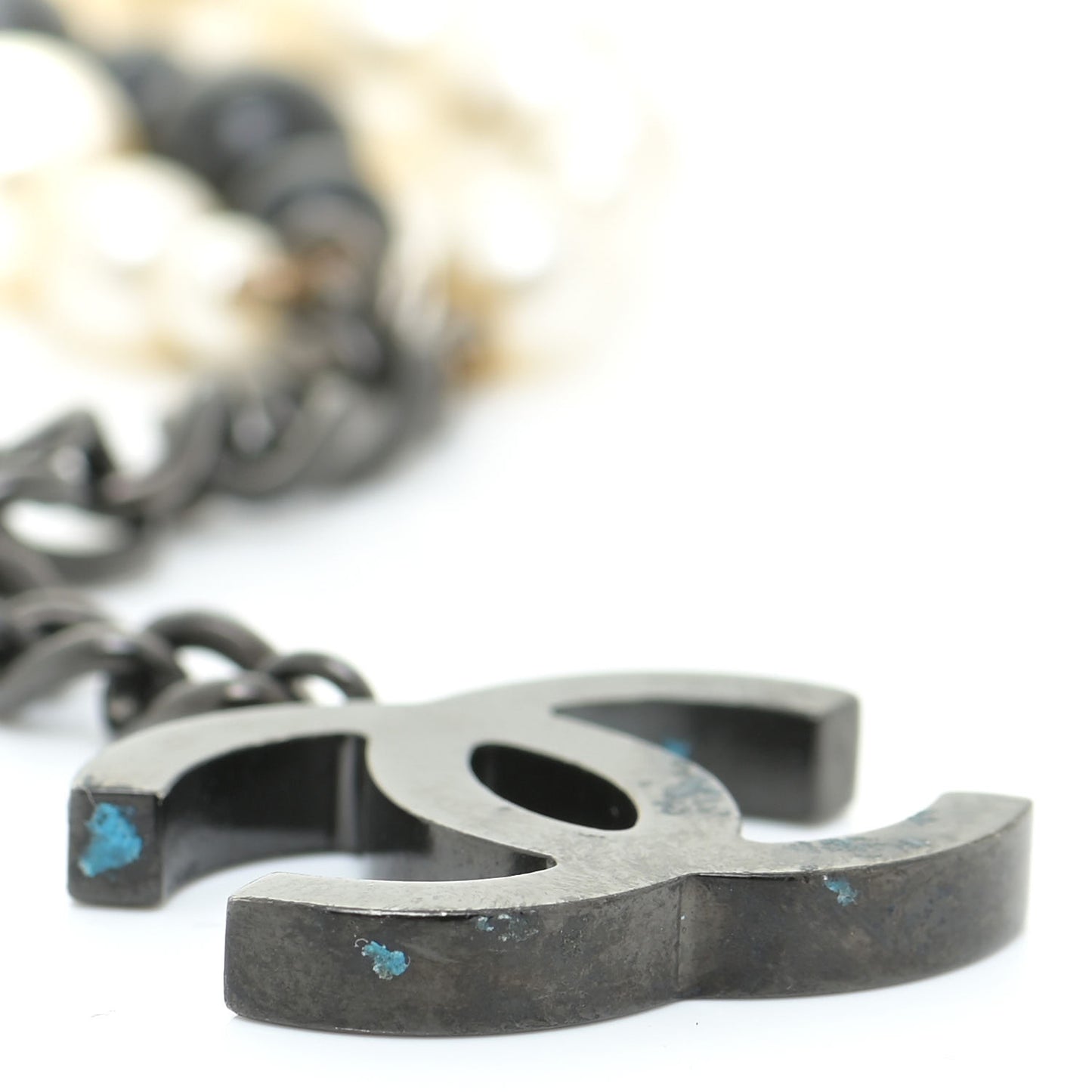 Pearl Bead CC Multistrand Bracelet Black