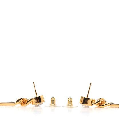 Chanel Crystal Tag Drop Earrings Gold 3 of 4