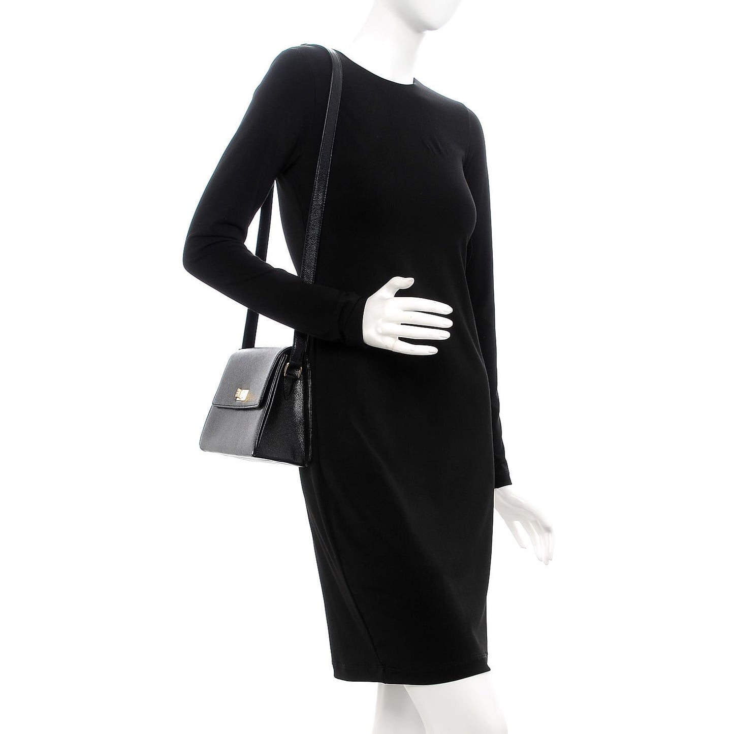 Caviar Mademoiselle Flap Shoulder Bag Black