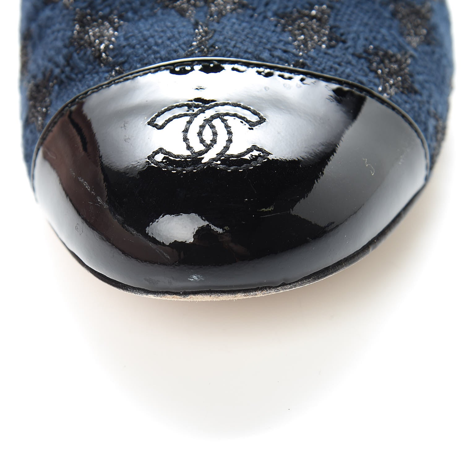 Chanel Tweed Cap Toe CC Short Boots 36.5 Navy Black 14 of 15