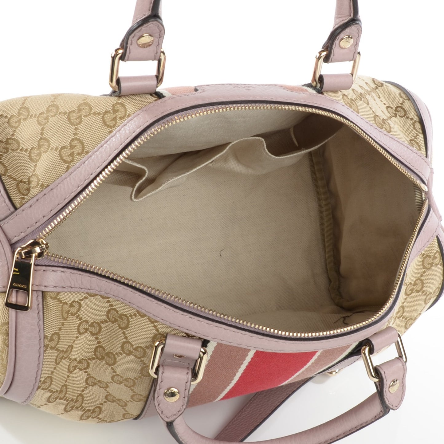 Monogram Selleria Calfskin Vintage Web Medium Boston New Sand Lilas