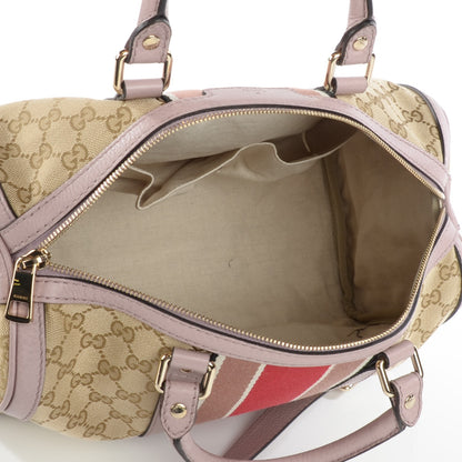 Gucci Monogram Selleria Calfskin Vintage Web Medium Boston New Sand Lilas 5 of 7